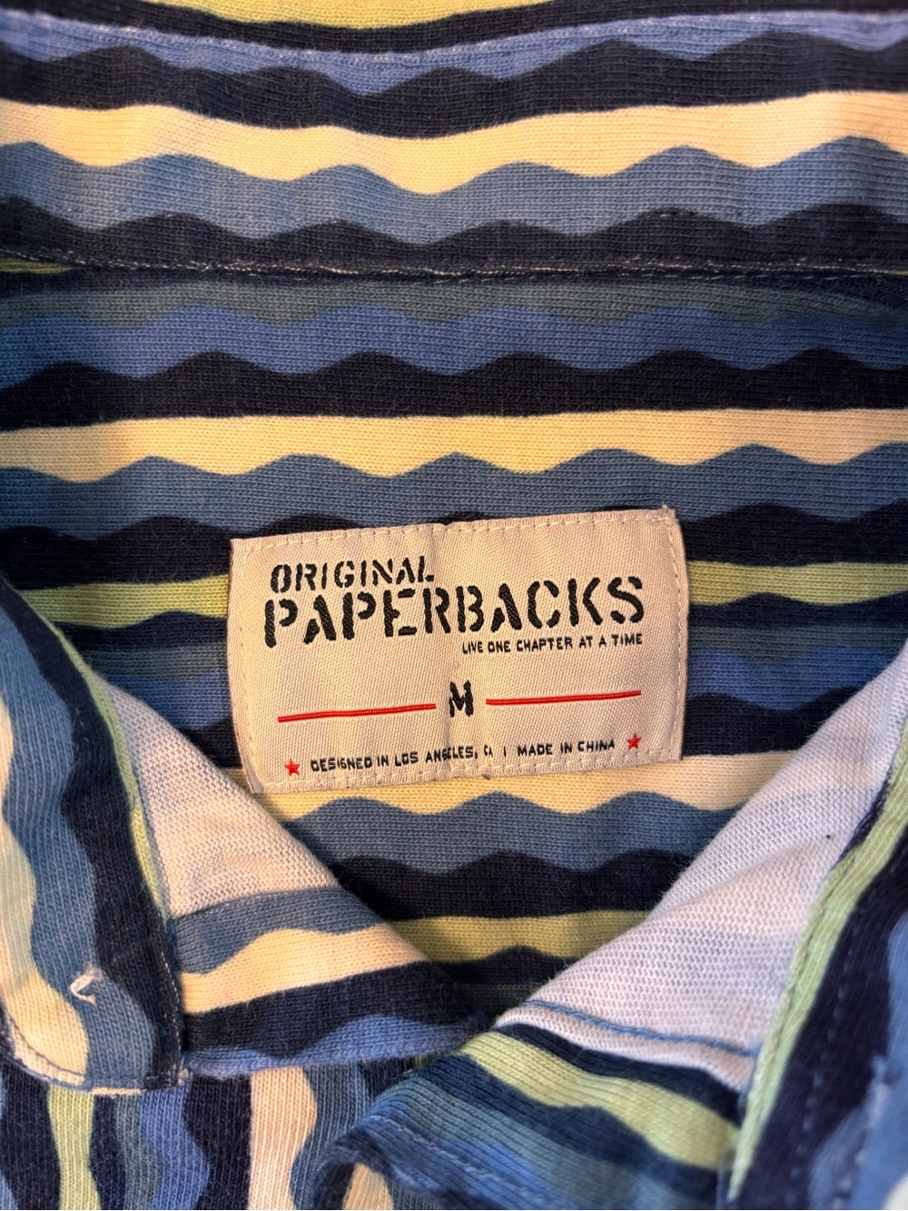 Original Paperbacks Medium Striped Short Sleeve Top in Navy, Light Blue & White